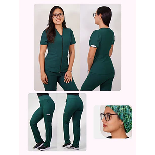 Conjunto Clínico Antifluido Mujer 3 Piezas Azalea Verde Botella — libreta de bolsillo para estudiantes de enfermería | Enfermera Rosada