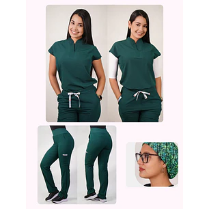 Conjunto Clínico Antifluido Mujer 3 Piezas Amapola Verde Botella — libreta de bolsillo para estudiantes de enfermería | Enfermera Rosada