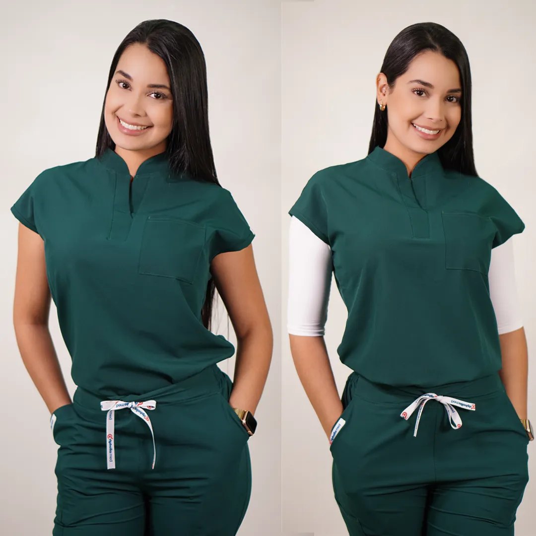 Conjunto Clínico Antifluido Mujer 3 Piezas Amapola Verde Botella — libreta de bolsillo para estudiantes de enfermería | Enfermera Rosada (2)