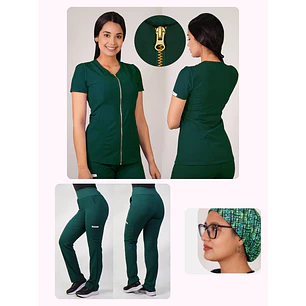 Conjunto Clínico Antifluido Mujer 3 Piezas Lirio Verde Botella — libreta de bolsillo para estudiantes de enfermería | Enfermera Rosada