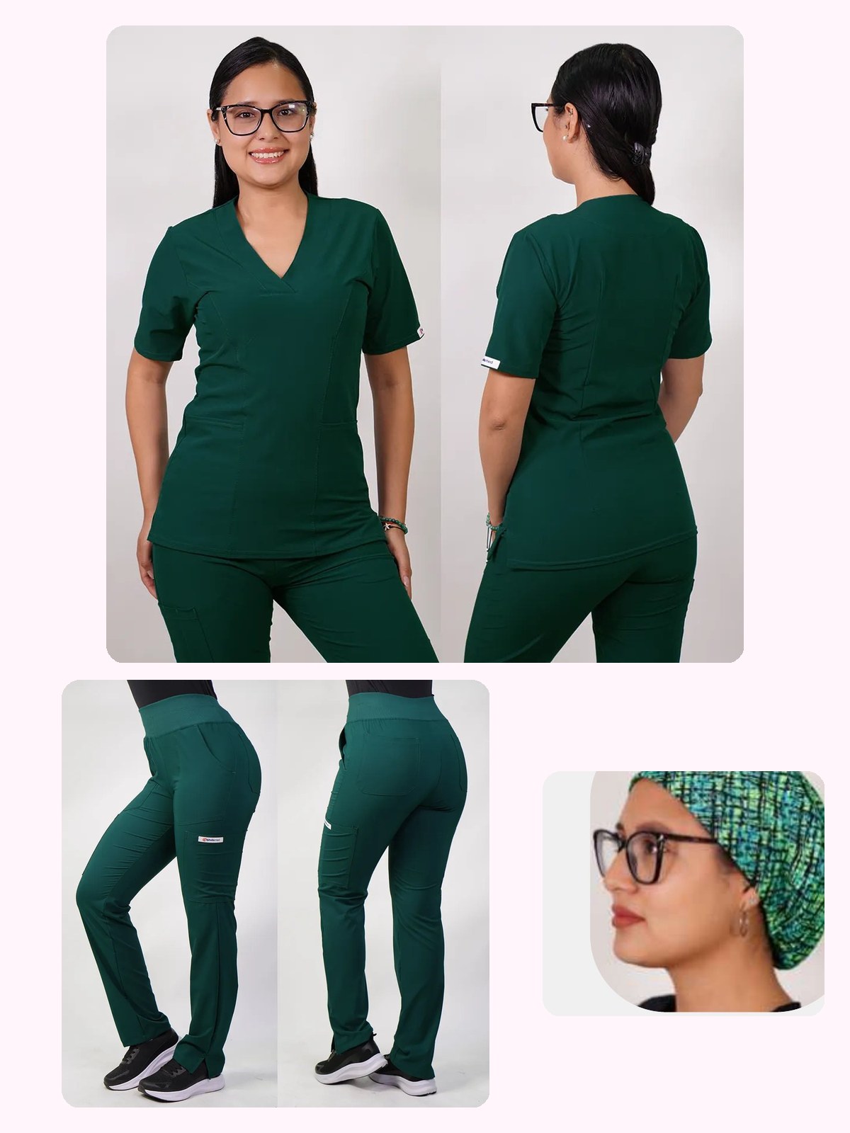 Conjunto Clínico Antifluido Mujer 3 Piezas Clásico Verde Botella — libreta de bolsillo para estudiantes de enfermería | Enfermera Rosada (1)