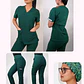 Conjunto Clínico Antifluido Mujer 3 Piezas Cuello V Verde Botella - Miniatura 1