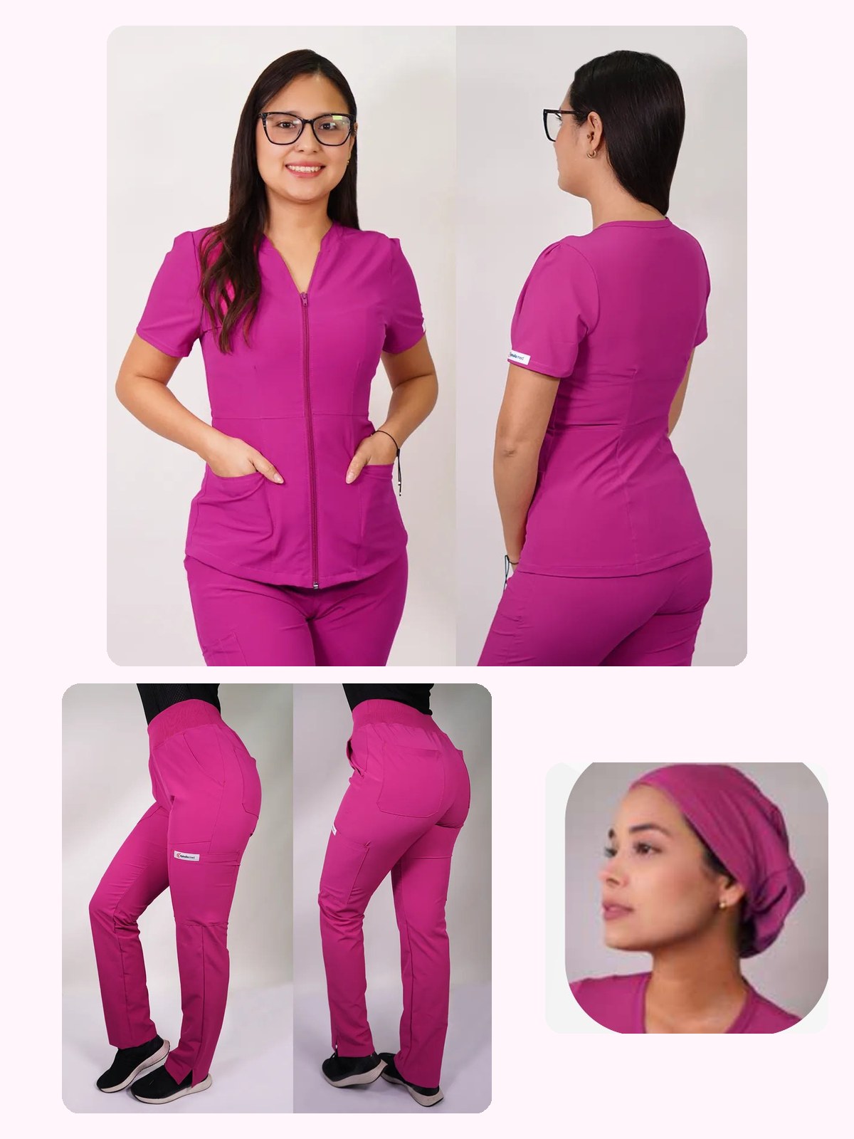 Conjunto Clínico Antifluido Mujer 3 Piezas Azalea Fucsia — libreta de bolsillo para estudiantes de enfermería | Enfermera Rosada (1)