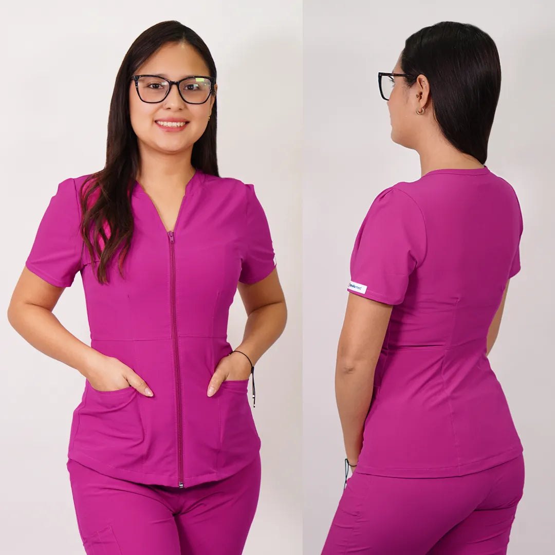 Conjunto Clínico Antifluido Mujer 3 Piezas Azalea Fucsia — libreta de bolsillo para estudiantes de enfermería | Enfermera Rosada (2)