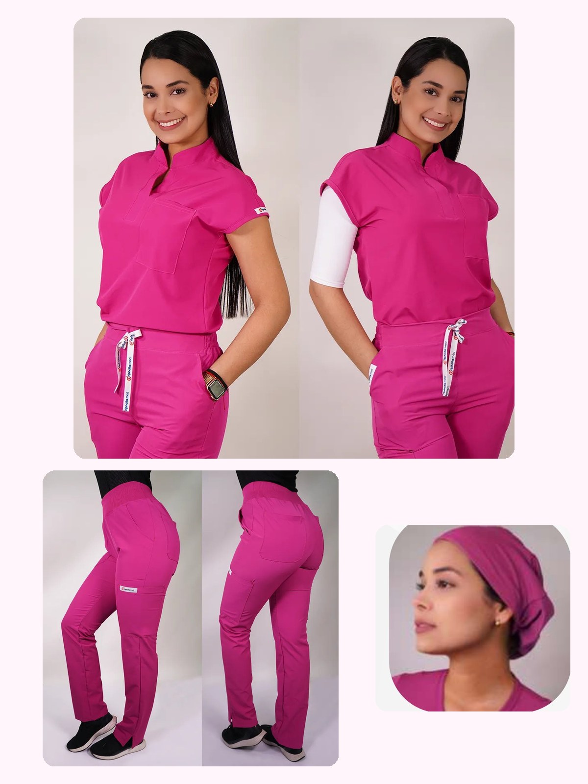 Conjunto Clínico Antifluido Mujer 3 Piezas Amapola Fucsia — libreta de bolsillo para estudiantes de enfermería | Enfermera Rosada (1)