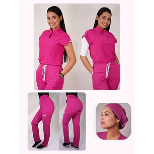 Conjunto Clínico Antifluido Mujer 3 Piezas Amapola Fucsia — libreta de bolsillo para estudiantes de enfermería | Enfermera Rosada