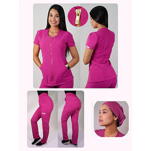 Conjunto Clínico Antifluido Mujer 3 Piezas Lirio Fucsia — libreta de bolsillo para estudiantes de enfermería | Enfermera Rosada
