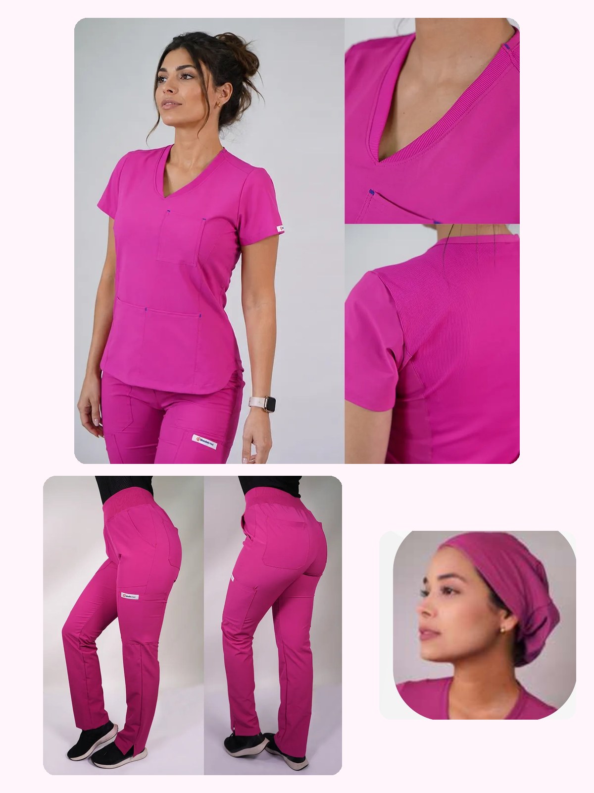 Conjunto Clínico Antifluido Mujer 3 Piezas Violeta Fucsia — libreta de bolsillo para estudiantes de enfermería | Enfermera Rosada (1)