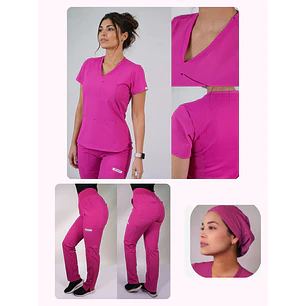 Conjunto Clínico Antifluido Mujer 3 Piezas Violeta Fucsia — libreta de bolsillo para estudiantes de enfermería | Enfermera Rosada