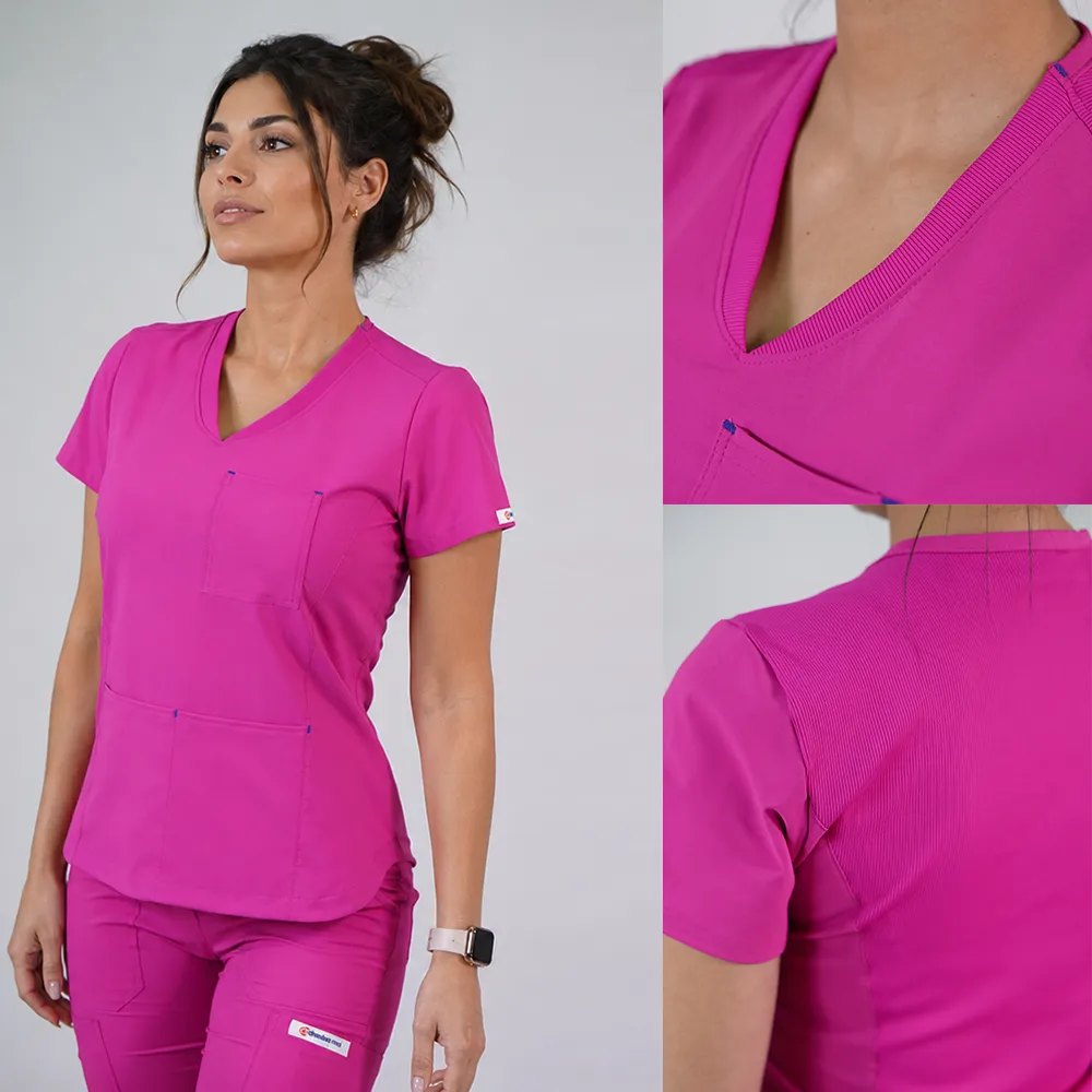 Conjunto Clínico Antifluido Mujer 3 Piezas Violeta Fucsia — libreta de bolsillo para estudiantes de enfermería | Enfermera Rosada (2)