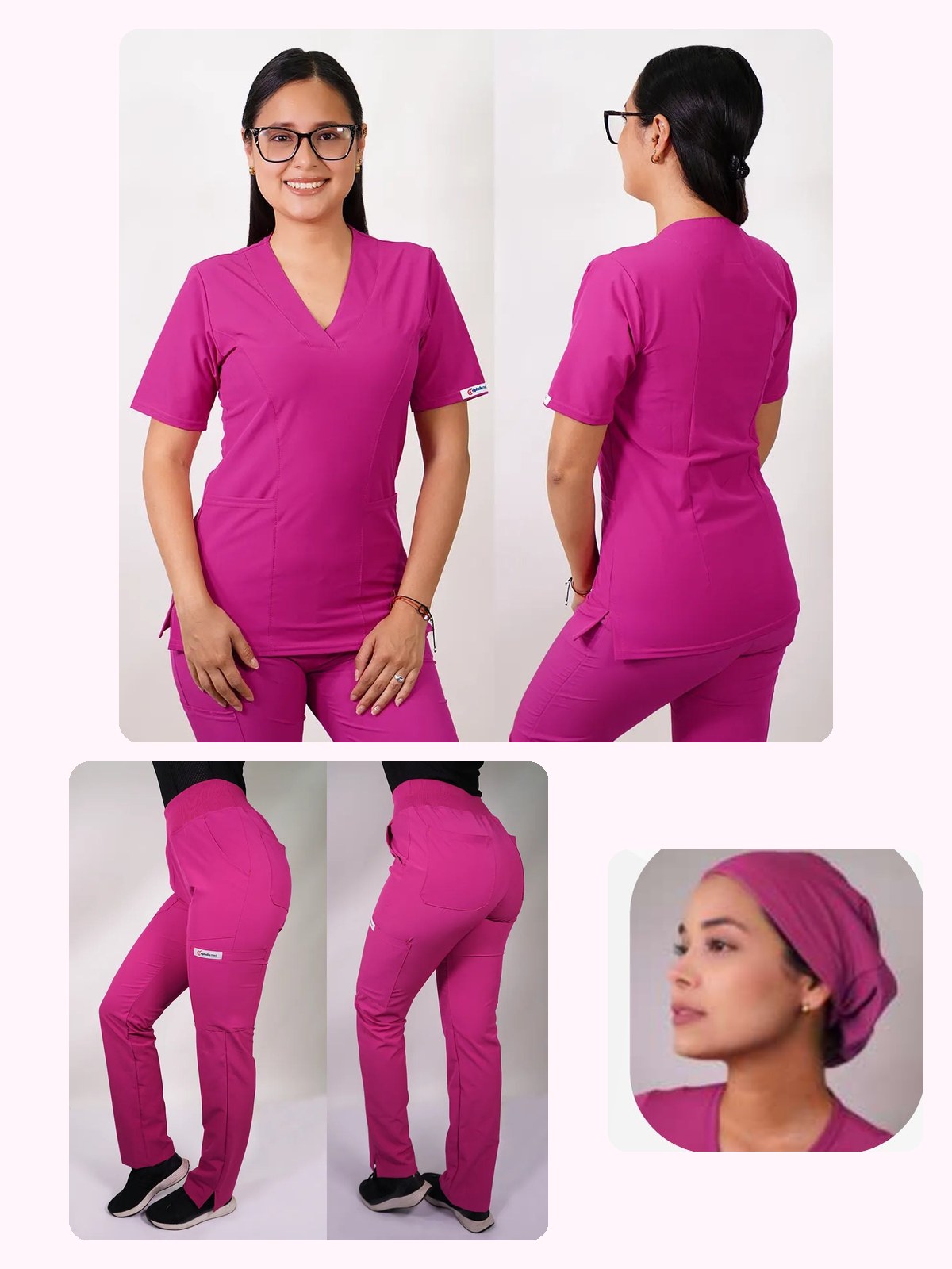 Conjunto Clínico Antifluido Mujer 3 Piezas Clásico Fucsia — libreta de bolsillo para estudiantes de enfermería | Enfermera Rosada (1)