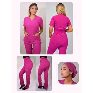 Conjunto Clínico Antifluido Mujer 3 Piezas Cuello V Fucsia — libreta de bolsillo para estudiantes de enfermería | Enfermera Rosada