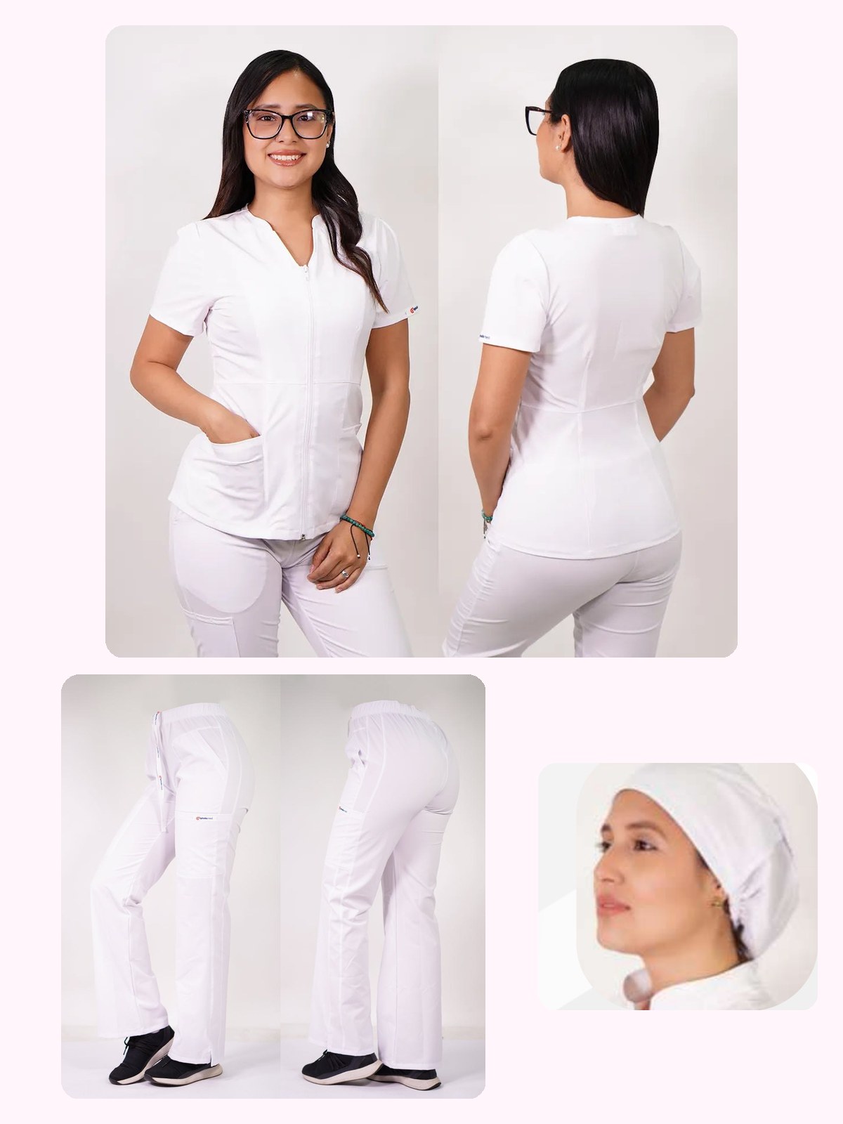 Conjunto Clínico Antifluido Mujer 3 Piezas Azalea Blanco — libreta de bolsillo para estudiantes de enfermería | Enfermera Rosada (1)
