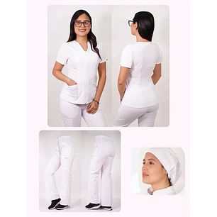 Conjunto Clínico Antifluido Mujer 3 Piezas Azalea Blanco — libreta de bolsillo para estudiantes de enfermería | Enfermera Rosada