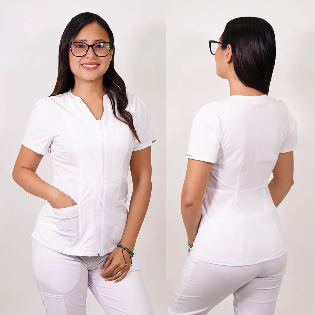 Conjunto Clínico Antifluido Mujer 3 Piezas Azalea Blanco — libreta de bolsillo para estudiantes de enfermería | Enfermera Rosada (2)