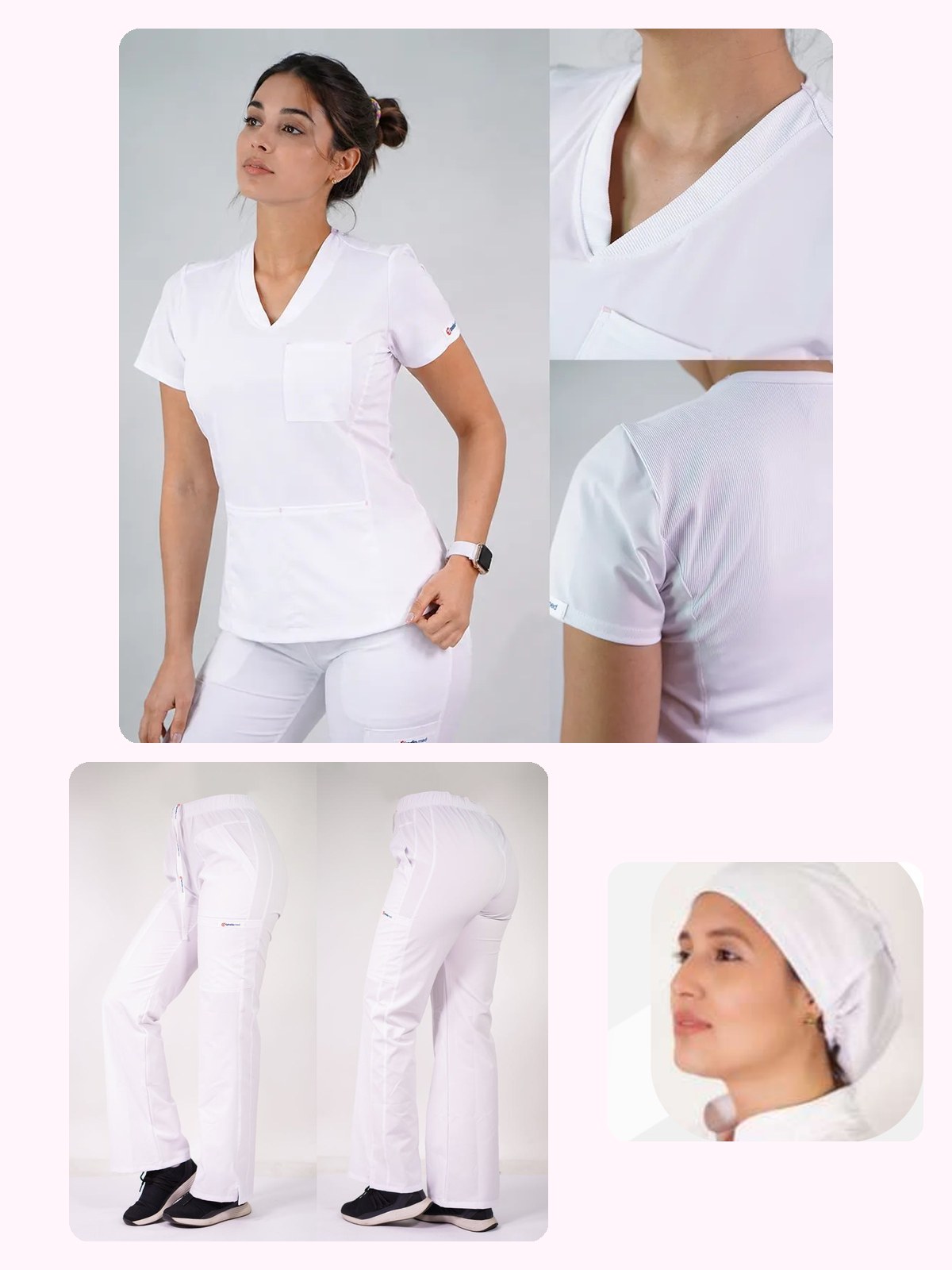 Conjunto Clínico Antifluido Mujer 3 Piezas Violeta Blanco — libreta de bolsillo para estudiantes de enfermería | Enfermera Rosada (1)