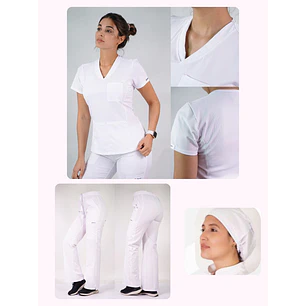 Conjunto Clínico Antifluido Mujer 3 Piezas Violeta Blanco — libreta de bolsillo para estudiantes de enfermería | Enfermera Rosada