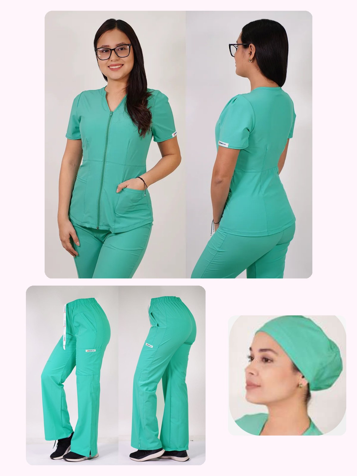 Conjunto Clínico Antifluido Mujer 3 Piezas Azalea Verde Pastel — libreta de bolsillo para estudiantes de enfermería | Enfermera Rosada (1)