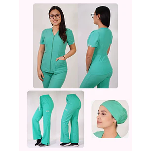 Conjunto Clínico Antifluido Mujer 3 Piezas Azalea Verde Pastel — libreta de bolsillo para estudiantes de enfermería | Enfermera Rosada