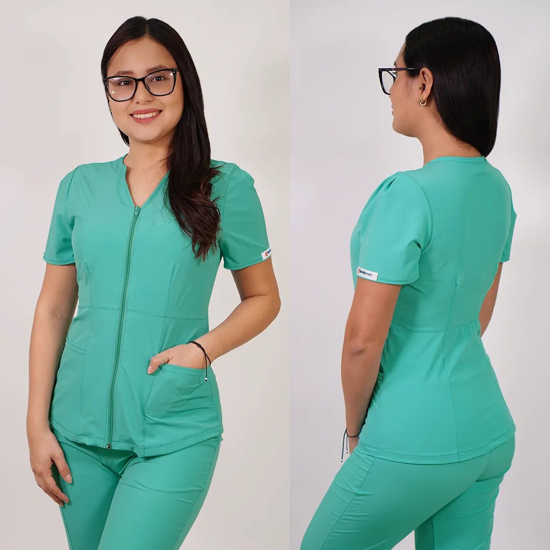Conjunto Clínico Antifluido Mujer 3 Piezas Azalea Verde Pastel — libreta de bolsillo para estudiantes de enfermería | Enfermera Rosada (2)