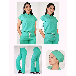 Conjunto Clínico Antifluido Mujer 3 Piezas Amapola Verde Pastel — libreta de bolsillo para estudiantes de enfermería | Enfermera Rosada