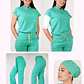 Conjunto Clínico Antifluido Mujer 3 Piezas Amapola Verde Pastel - Miniatura 1