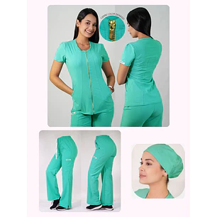 Conjunto Clínico Antifluido Mujer 3 Piezas Lirio Verde Pastel — libreta de bolsillo para estudiantes de enfermería | Enfermera Rosada