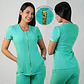 Conjunto Clínico Antifluido Mujer 3 Piezas Lirio Verde Pastel - Miniatura 2