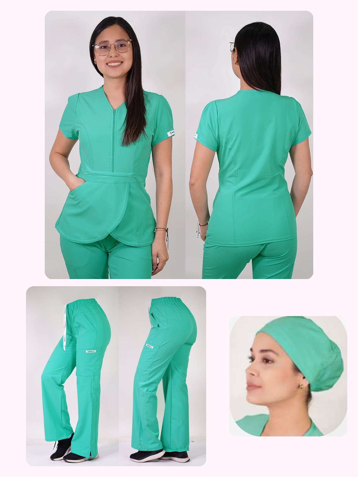 Conjunto Clínico Antifluido Mujer 3 Piezas Tulipán Verde Pastel — libreta de bolsillo para estudiantes de enfermería | Enfermera Rosada (1)