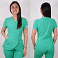 Conjunto Clínico Antifluido Mujer 3 Piezas Tulipán Verde Pastel - Miniatura 2