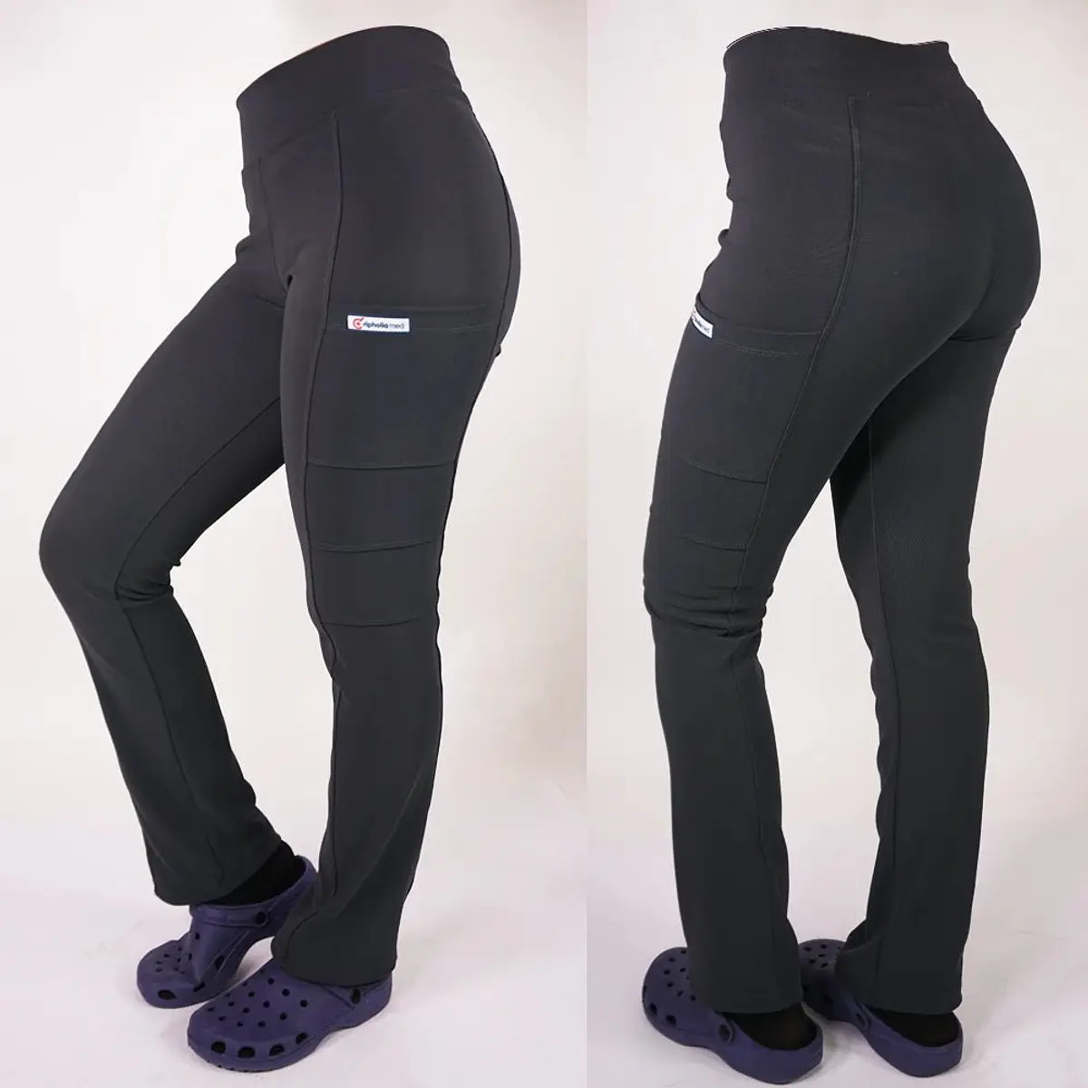 Dúo Clínico Delantal Elasticado + Pantalón Spandex Gris — libreta de bolsillo para estudiantes de enfermería | Enfermera Rosada (3)
