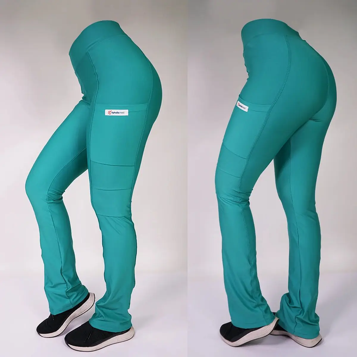 Dúo Clínico Delantal Elasticado + Pantalón Spandex Verde Pastel — libreta de bolsillo para estudiantes de enfermería | Enfermera Rosada (3)