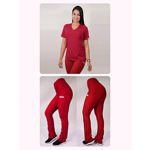Dúo Clínico Delantal Elasticado + Pantalón Spandex Rojo — libreta de bolsillo para estudiantes de enfermería | Enfermera Rosada