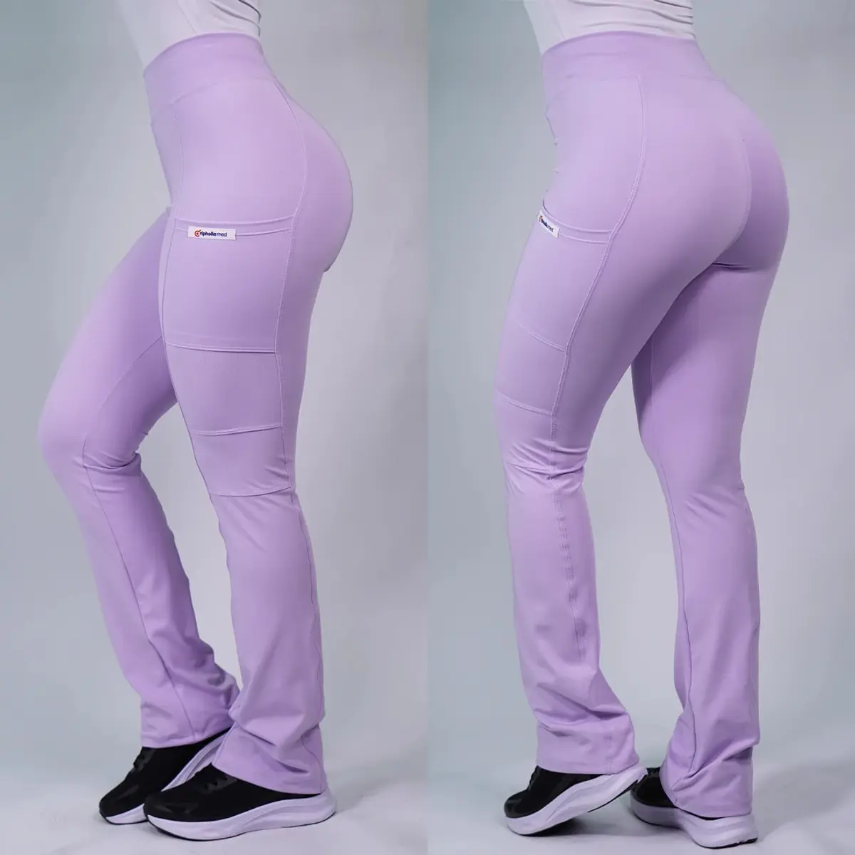 Dúo Clínico Delantal Elasticado + Pantalón Flexxy Lila Pastel — libreta de bolsillo para estudiantes de enfermería | Enfermera Rosada (3)