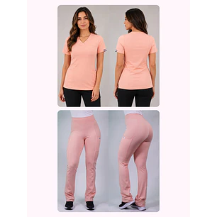 Dúo Clínico Delantal Elasticado + Pantalón Flexxy Rosa Pastel — libreta de bolsillo para estudiantes de enfermería | Enfermera Rosada