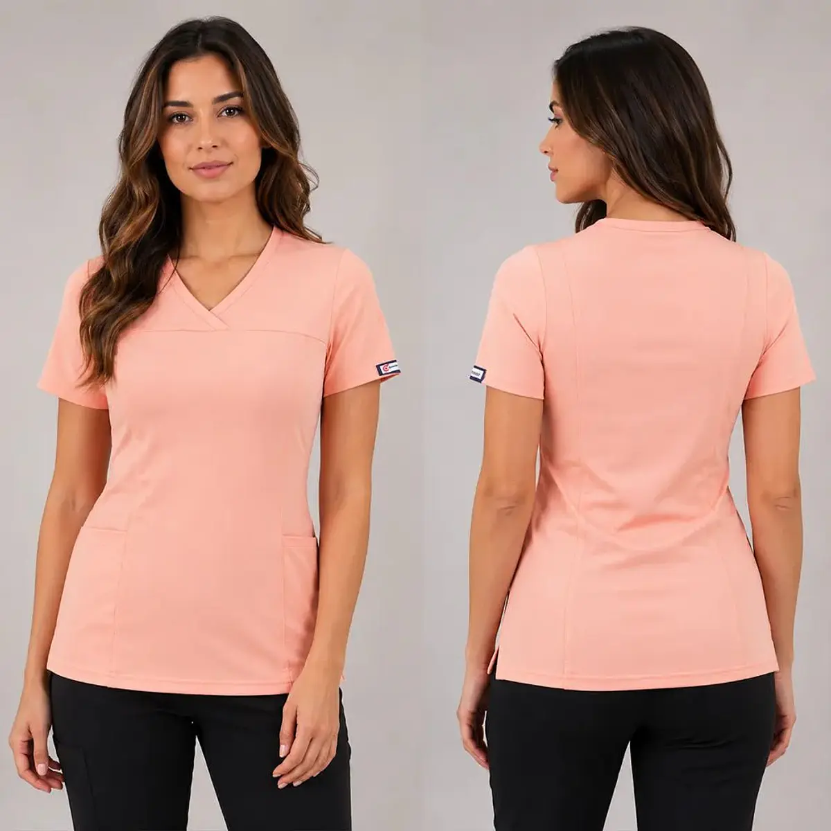 Dúo Clínico Delantal Elasticado + Pantalón Flexxy Rosa Pastel — libreta de bolsillo para estudiantes de enfermería | Enfermera Rosada (2)