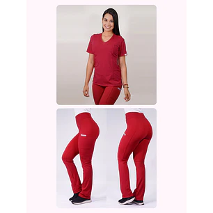 Dúo Clínico Delantal Elasticado + Pantalón Flexxy Rojo — libreta de bolsillo para estudiantes de enfermería | Enfermera Rosada