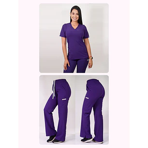 Dúo Clínico Delantal Elasticado + Pantalón Roma Morado — libreta de bolsillo para estudiantes de enfermería | Enfermera Rosada