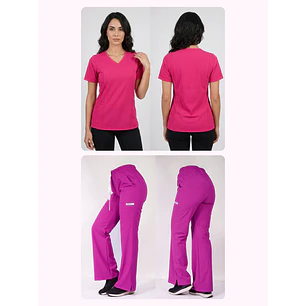 Dúo Clínico Delantal Elasticado + Pantalón Roma Fucsia — libreta de bolsillo para estudiantes de enfermería | Enfermera Rosada