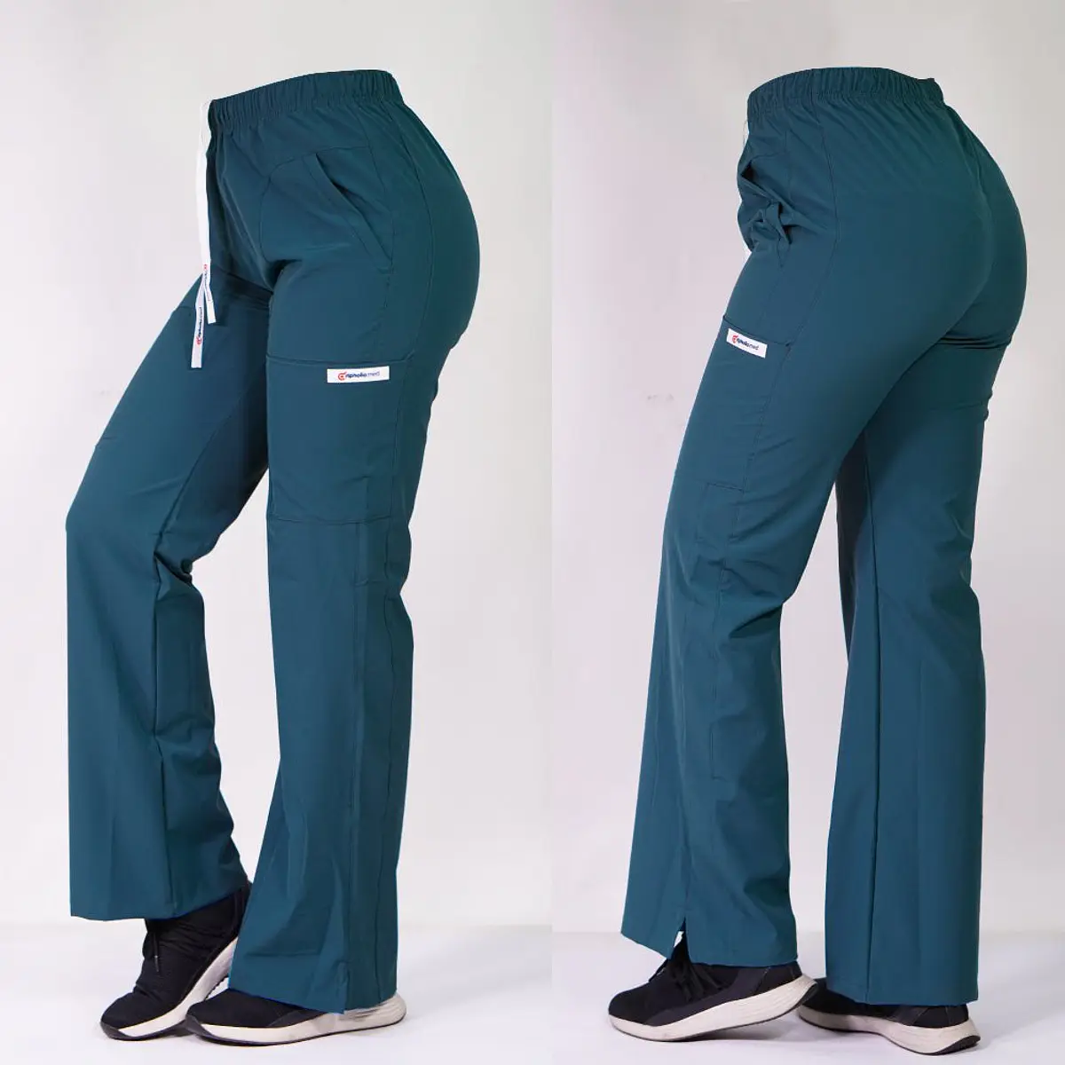 Dúo Clínico Delantal Elasticado + Pantalón Roma Verde Petróleo — libreta de bolsillo para estudiantes de enfermería | Enfermera Rosada (3)