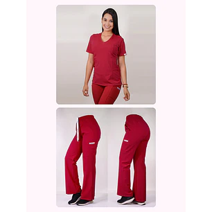 Dúo Clínico Delantal Elasticado + Pantalón Roma Rojo — libreta de bolsillo para estudiantes de enfermería | Enfermera Rosada