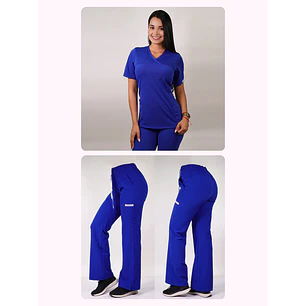Dúo Clínico Delantal Elasticado + Pantalón Roma Azul Rey — libreta de bolsillo para estudiantes de enfermería | Enfermera Rosada