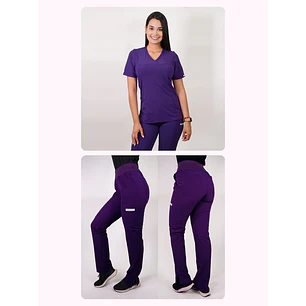 Dúo Clínico Delantal Elasticado + Pantalón PM Morado — libreta de bolsillo para estudiantes de enfermería | Enfermera Rosada