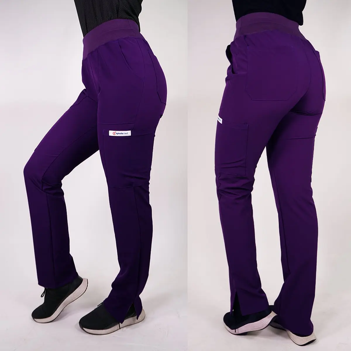 Dúo Clínico Delantal Elasticado + Pantalón PM Morado — libreta de bolsillo para estudiantes de enfermería | Enfermera Rosada (3)