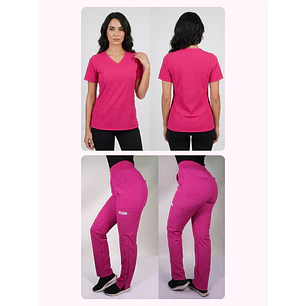Dúo Clínico Delantal Elasticado + Pantalón PM Fucsia — libreta de bolsillo para estudiantes de enfermería | Enfermera Rosada