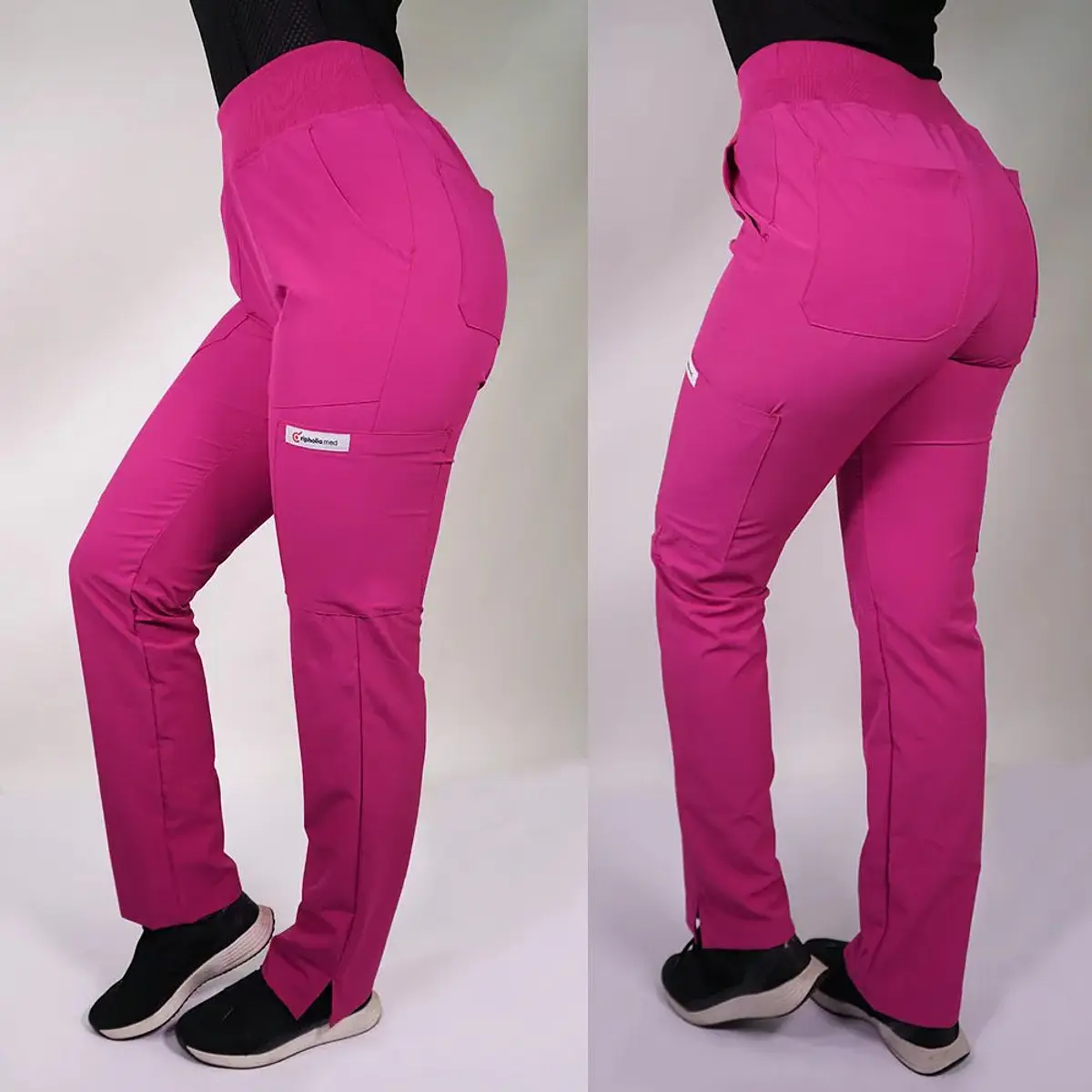 Dúo Clínico Delantal Elasticado + Pantalón PM Fucsia — libreta de bolsillo para estudiantes de enfermería | Enfermera Rosada (3)