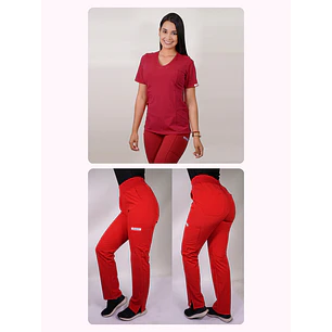 Dúo Clínico Delantal Elasticado + Pantalón PM Rojo — libreta de bolsillo para estudiantes de enfermería | Enfermera Rosada