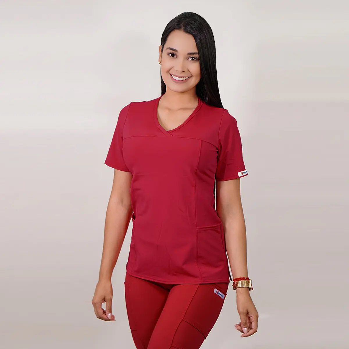 Dúo Clínico Delantal Elasticado + Pantalón PM Rojo — libreta de bolsillo para estudiantes de enfermería | Enfermera Rosada (2)