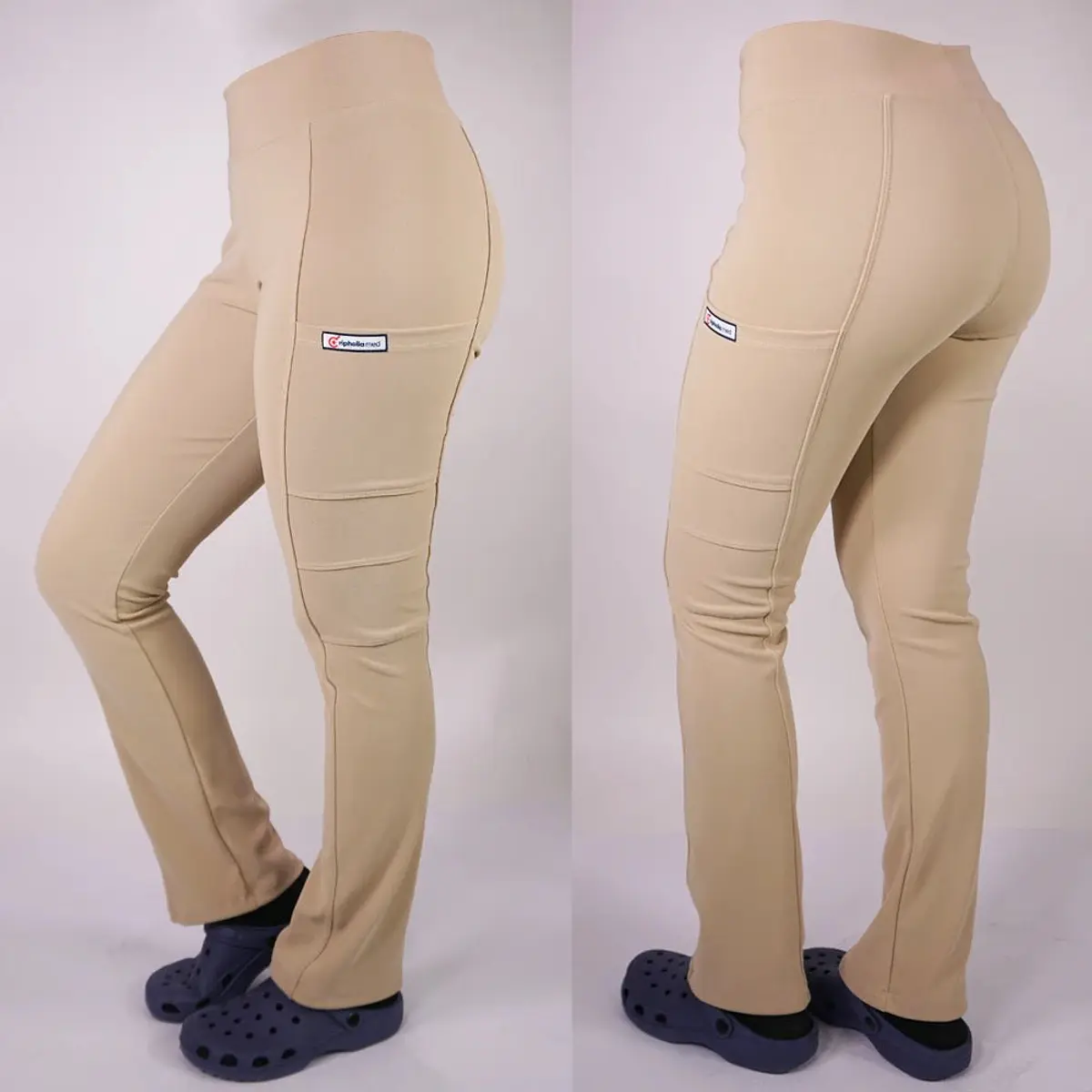 Dúo Clínico Delantal Amapola + Pantalón Spandex Beige — libreta de bolsillo para estudiantes de enfermería | Enfermera Rosada (3)