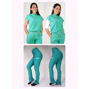 Dúo Clínico Delantal Amapola + Pantalón Spandex Verde Pastel — libreta de bolsillo para estudiantes de enfermería | Enfermera Rosada